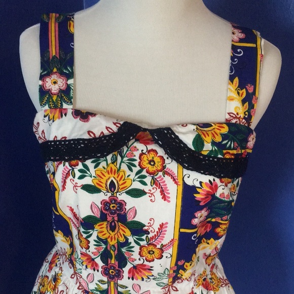 Yumi ModCloth Multicolor Floral Cotton Summer Sundress NWT Small/4 -UK size 8 - Picture 15 of 15